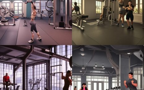 working out in a modern gym